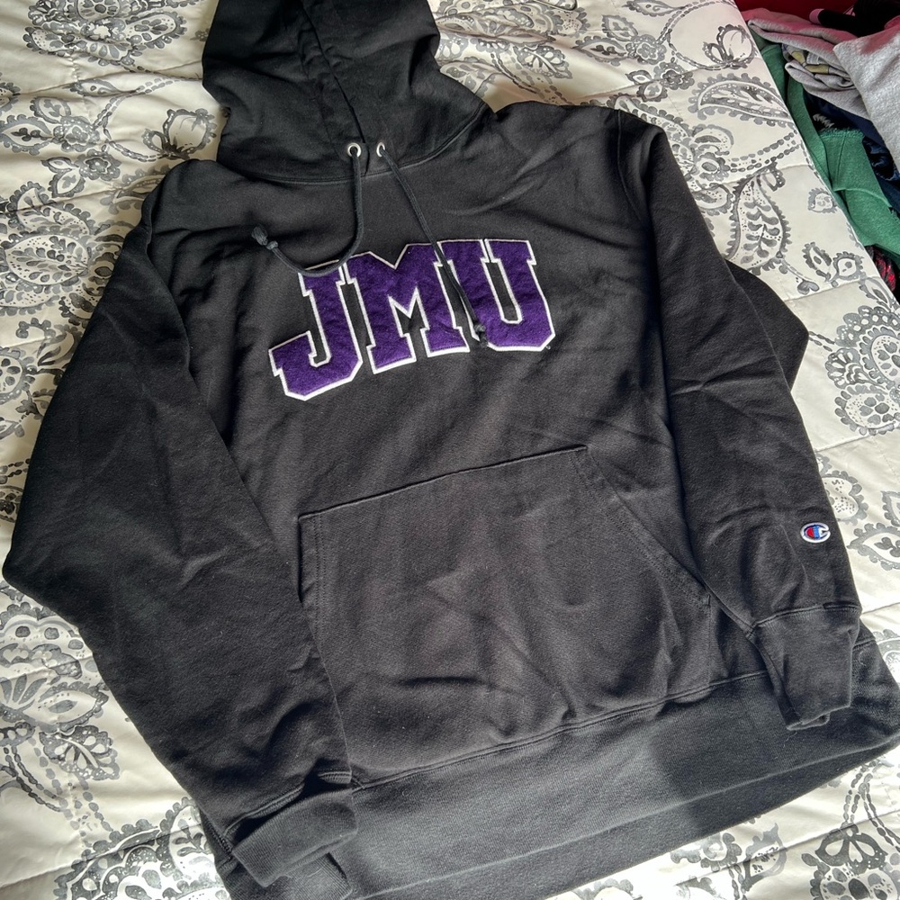 Champion Black and Purple JMU Men's Sweater